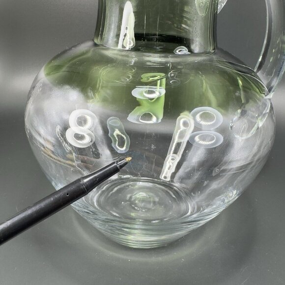 Mid Century Glass Pitcher Carafe Jug Hand Blown Pitcher Green Clear Ombré VTG - Picture 4 of 15